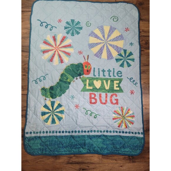 Crib Quilt Blanket Eric Carle Very Hungry Caterpillar Colorful Playroom 58X42” - Picture 3 of 11